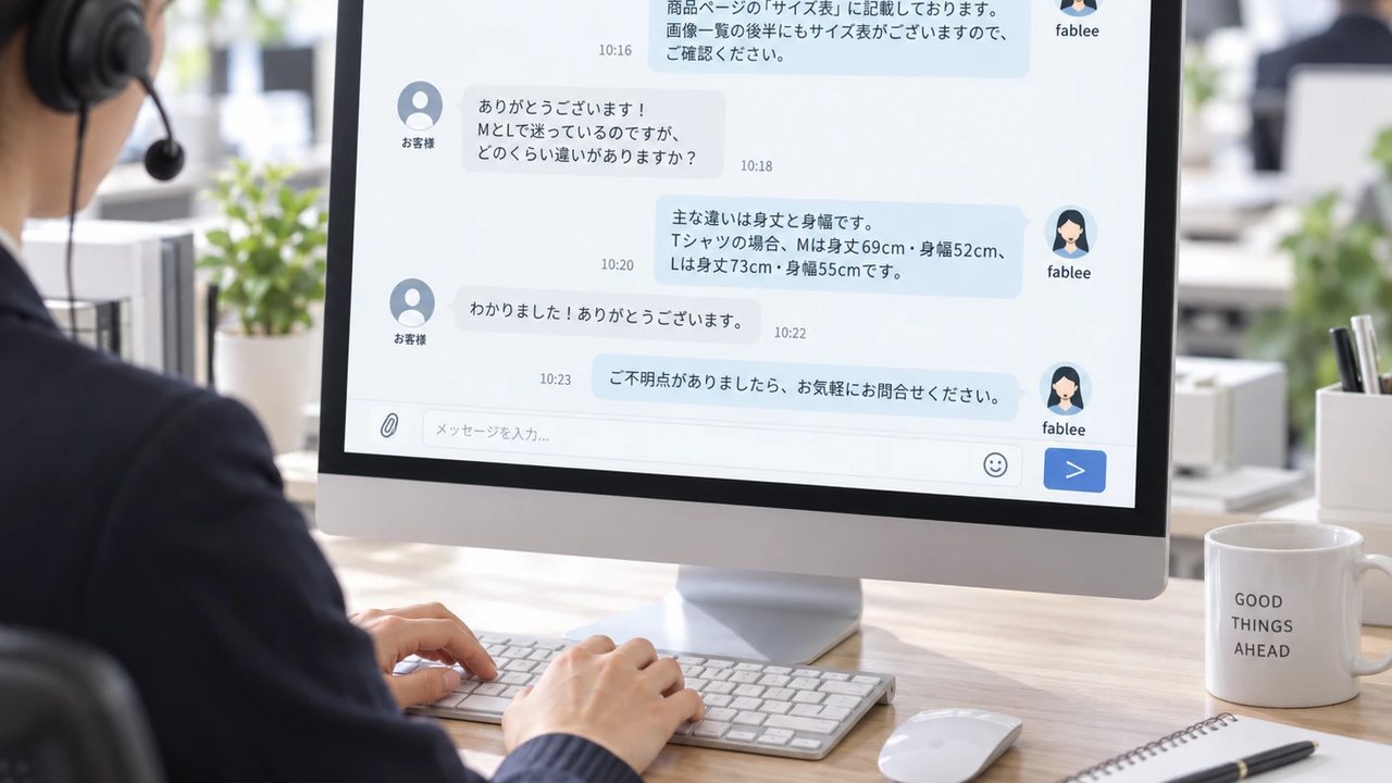 fablee の担当者がお客様からの問い合わせに答えているところ